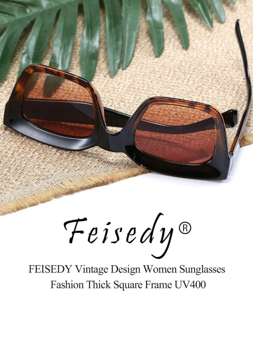 Classic Square Women’s Sunglasses with UV400 Protection - Stylish Black-Leopard